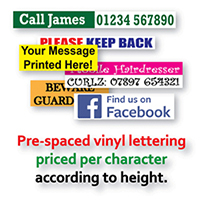 Own message decals and vinyl lettering